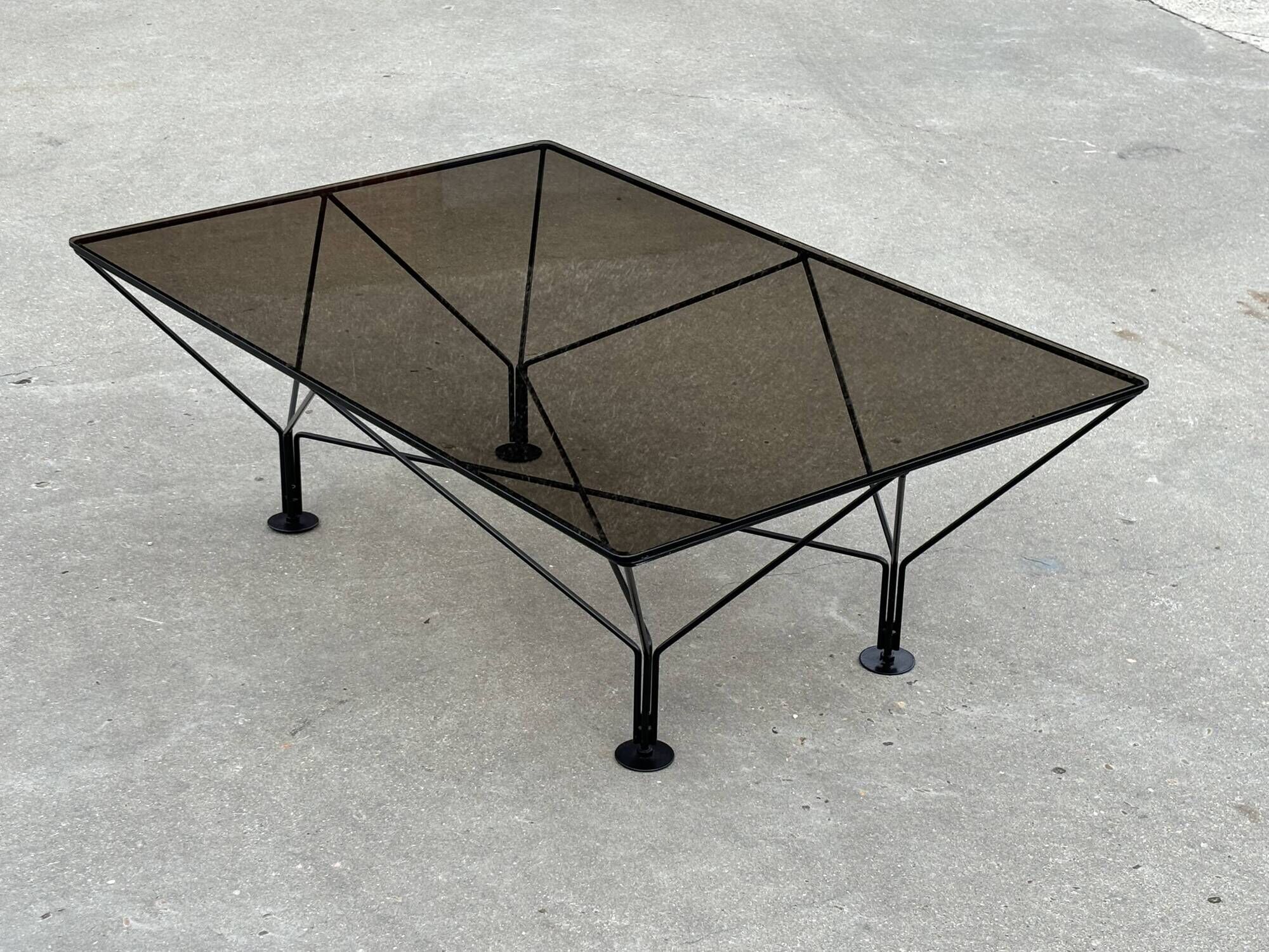Vintage Coffee Table With Smoked Glass 80's Design