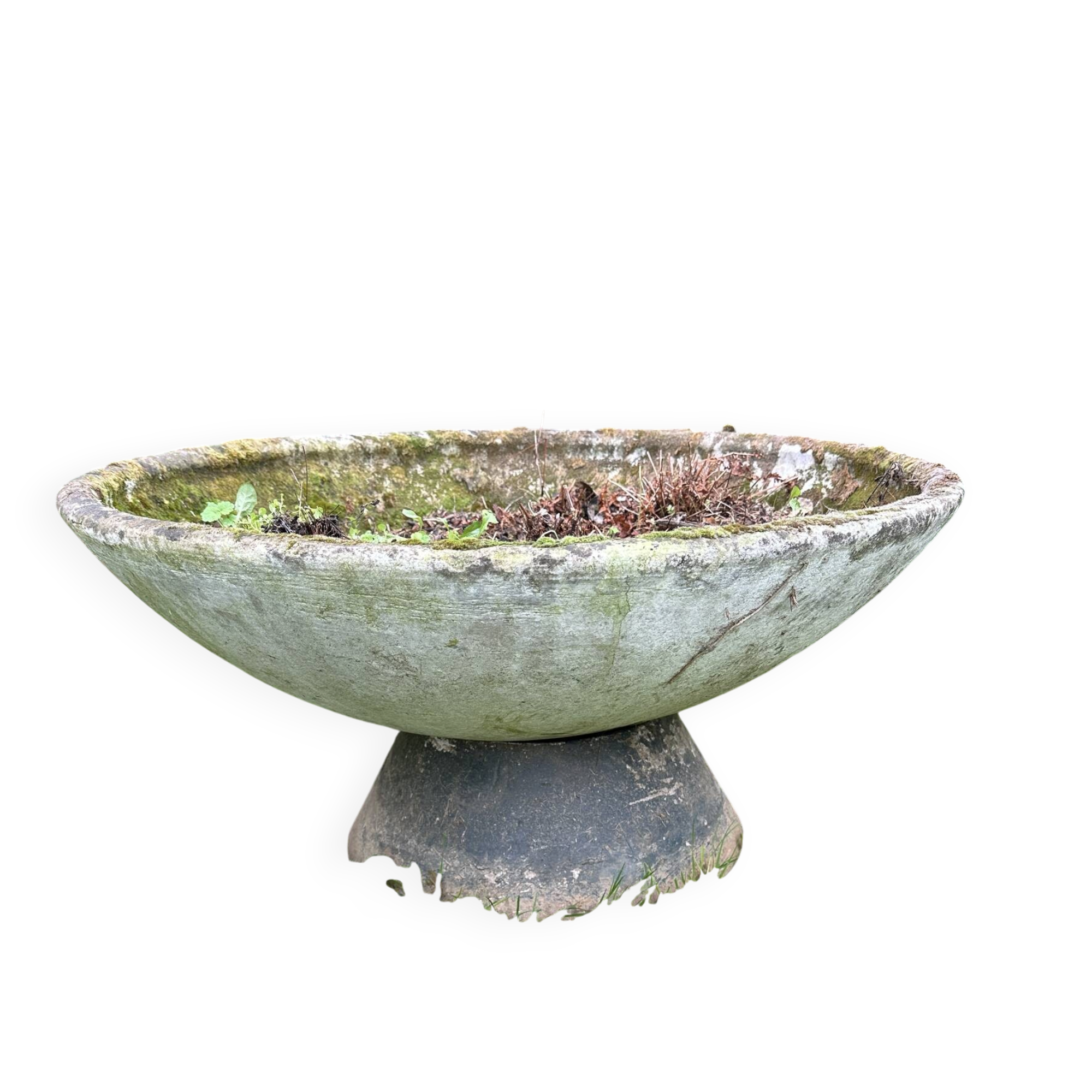 Old planter, pedestal basin in fibrociment by Willy Guillaume.