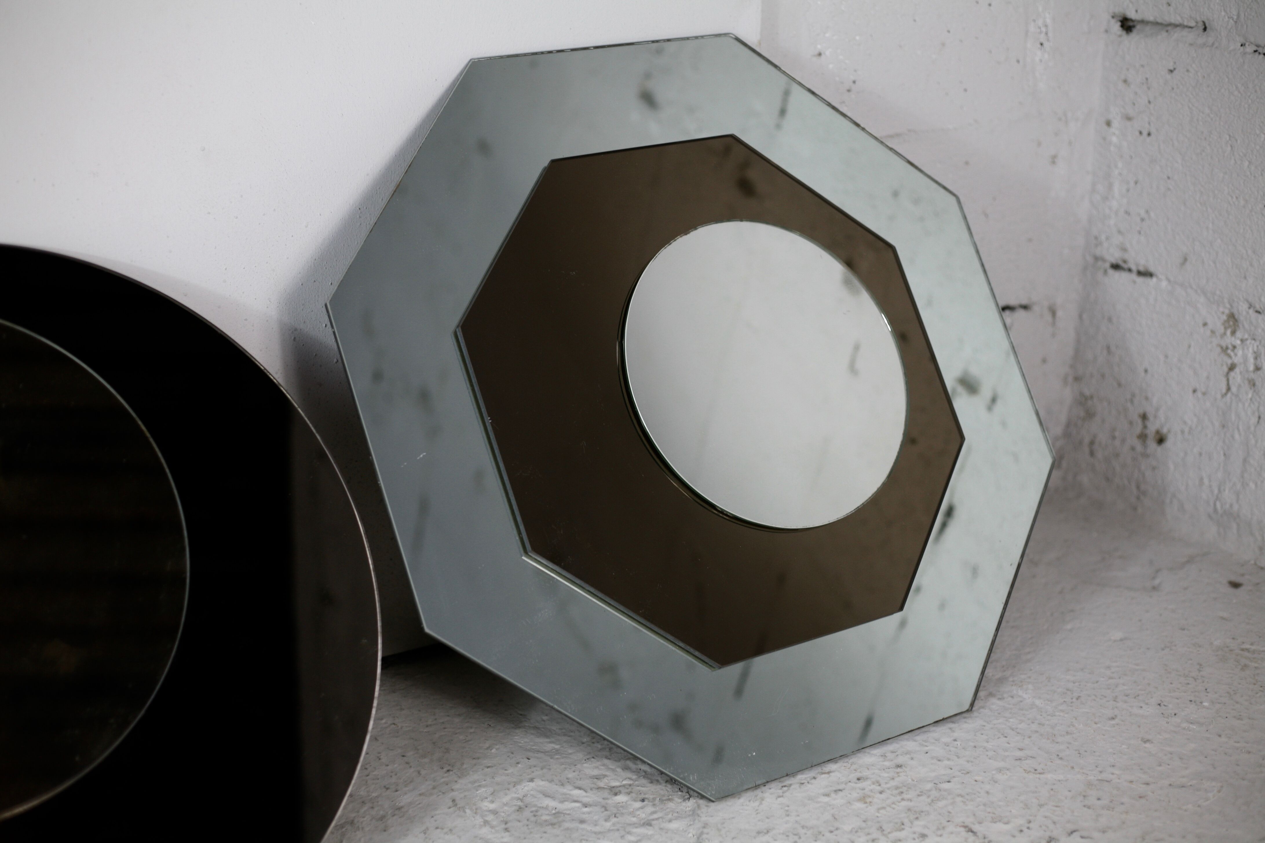 Pair of "kinetic" mirrors, France, circa 1970