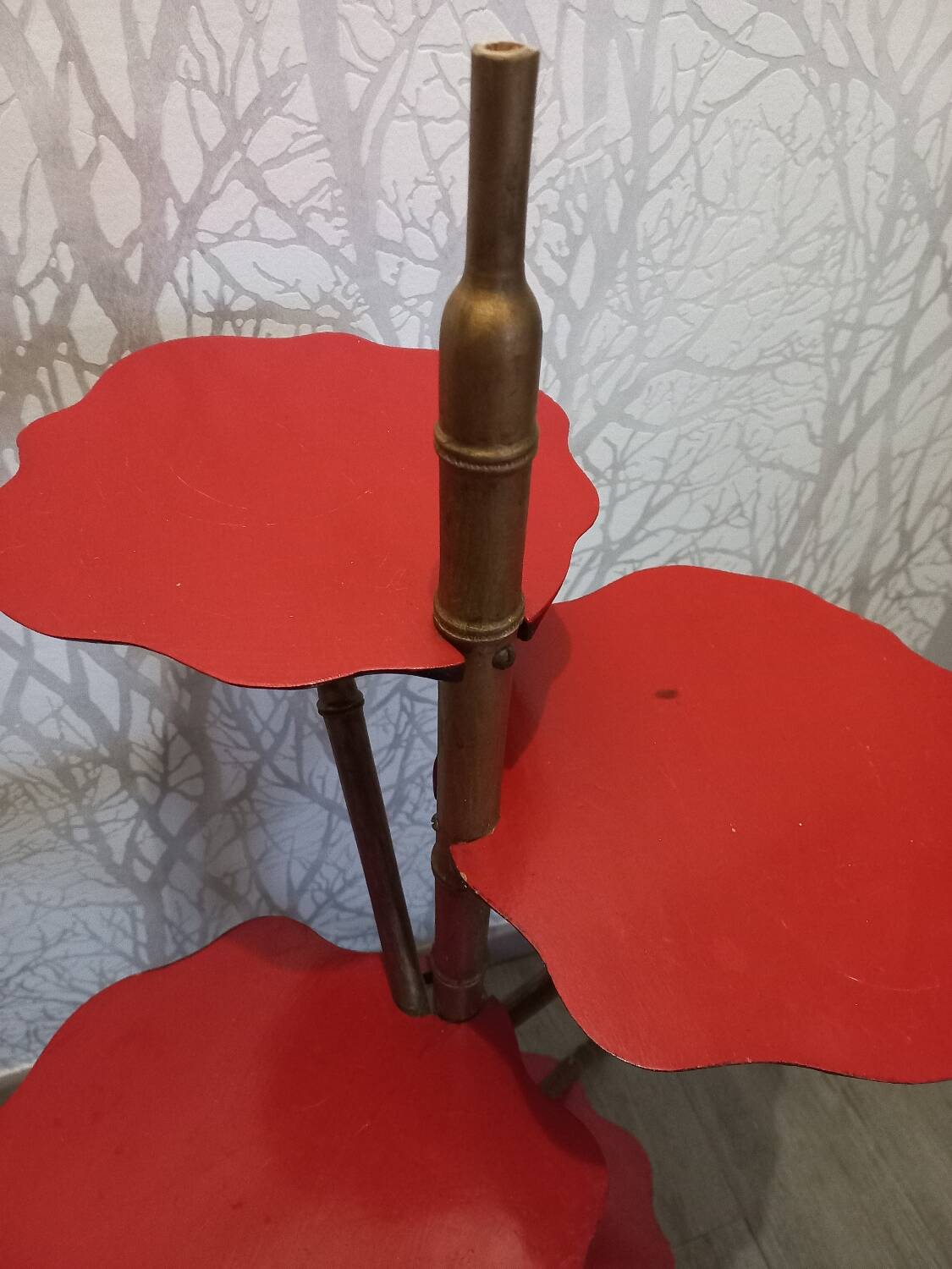 Wooden stool, bamboo legs