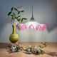 Vintage lace lampshade pendant light in pink frosted glass