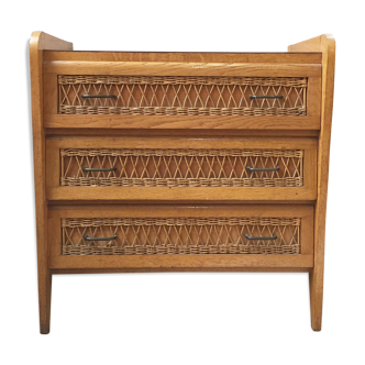 Commode vintage en rotin