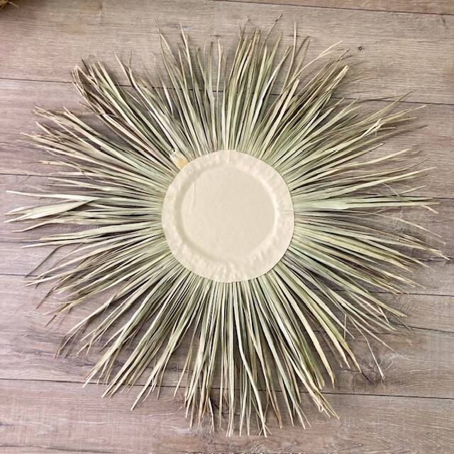 Sunburst Mirror in Rattan and Palm Leaf