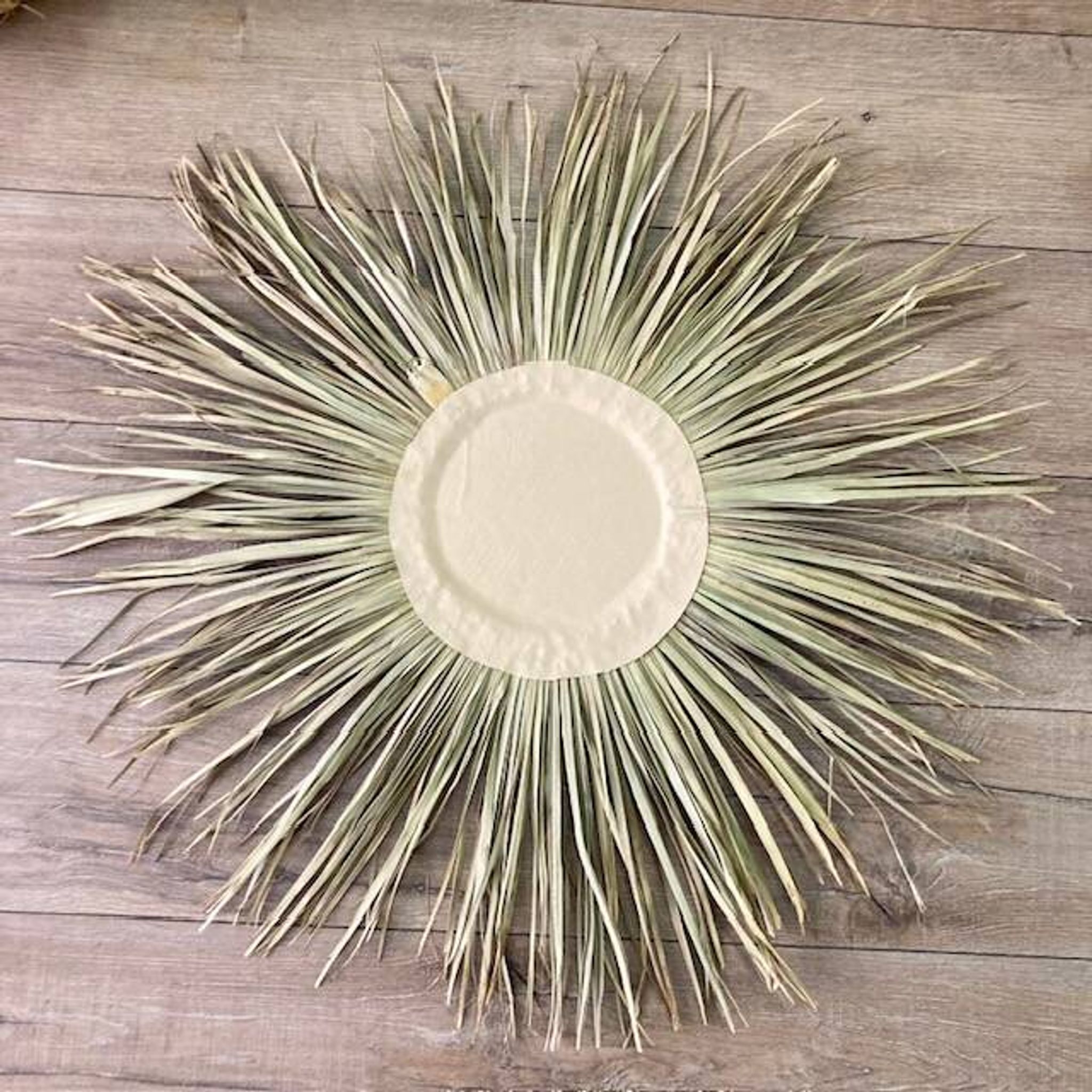 Sunburst Mirror in Rattan and Palm Leaf