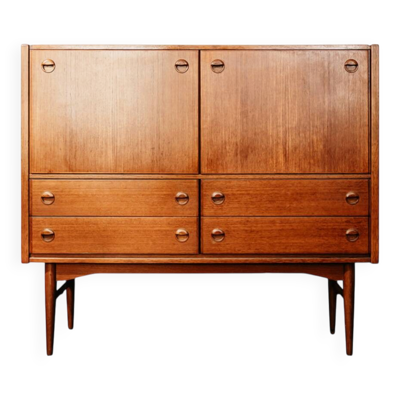 Cabinet bar scandinave en teck avec secrétaire intégré, années 1960