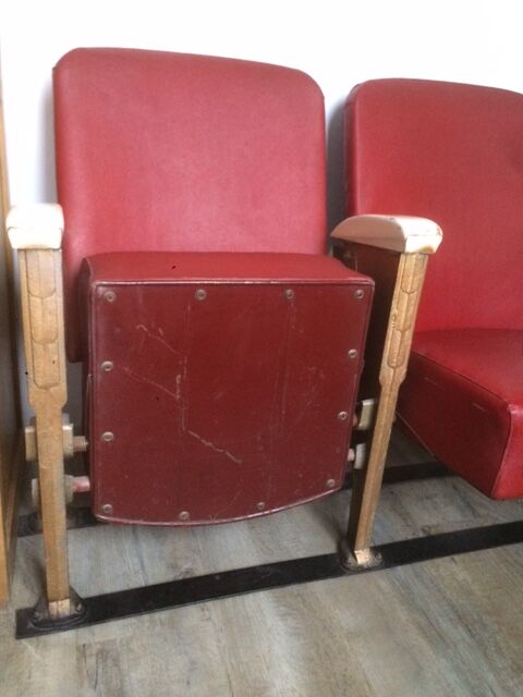 Pair of red skai leather cinema chairs