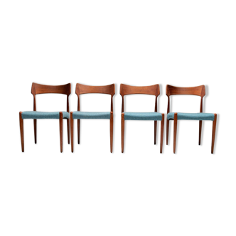 Ensemble de 4 chaises de salle à manger par C. Linneberg pour B. Pedersen Danemark 1970