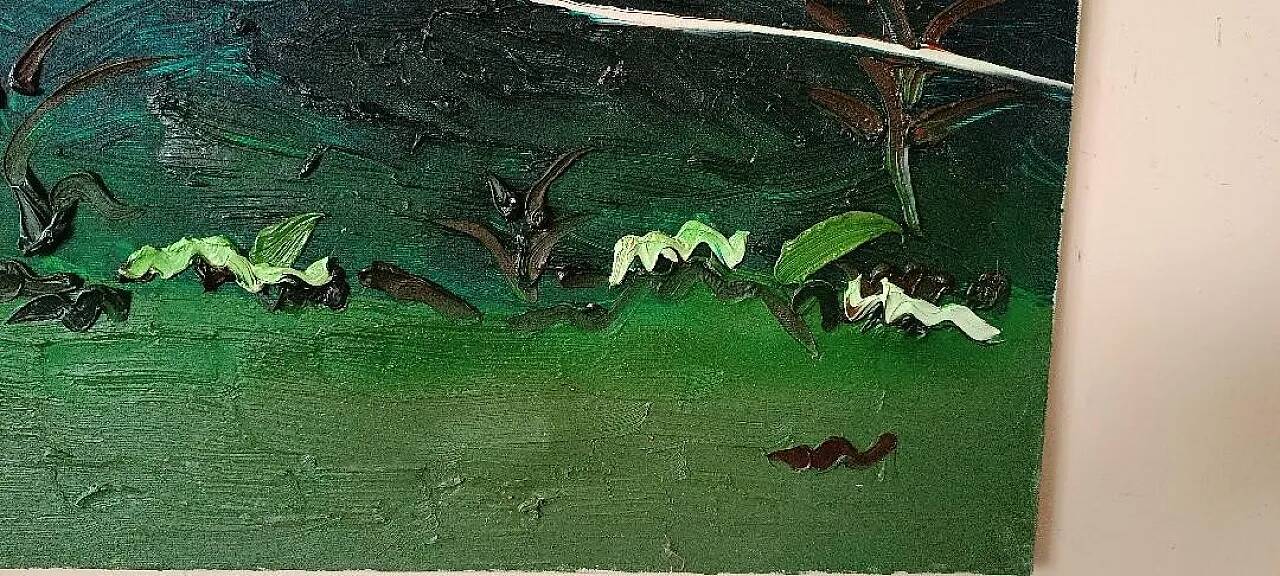 Abstract painting, oil on canvas by Simone Ciani, 20th century
