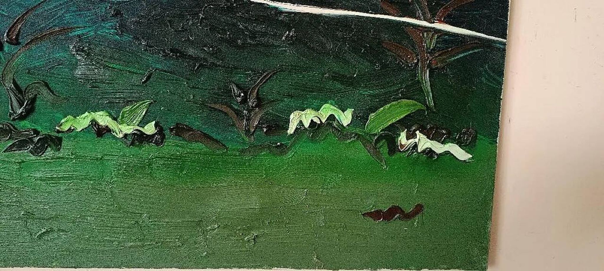 Abstract painting, oil on canvas by Simone Ciani, 20th century
