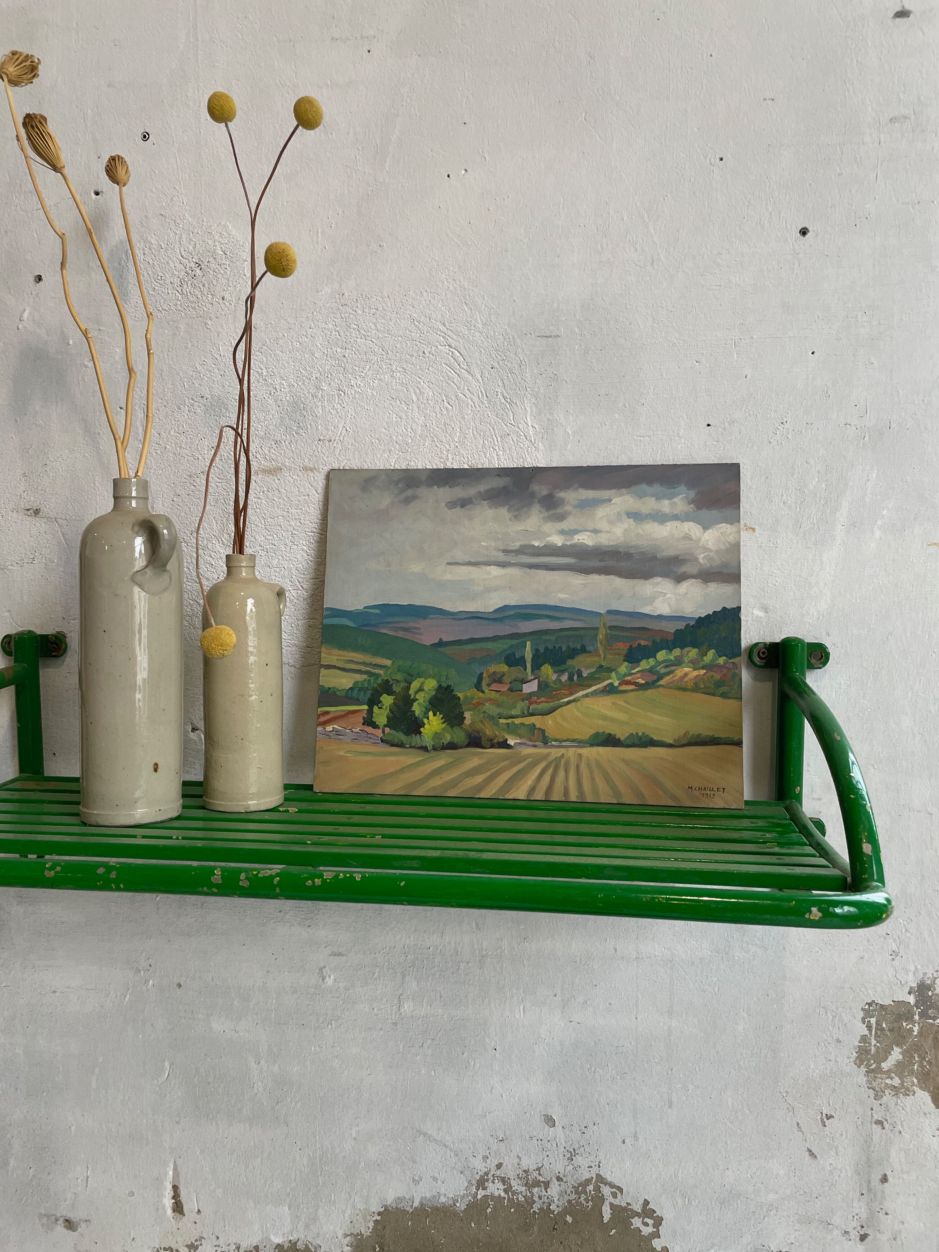 Painting oil landscape countryside 1942