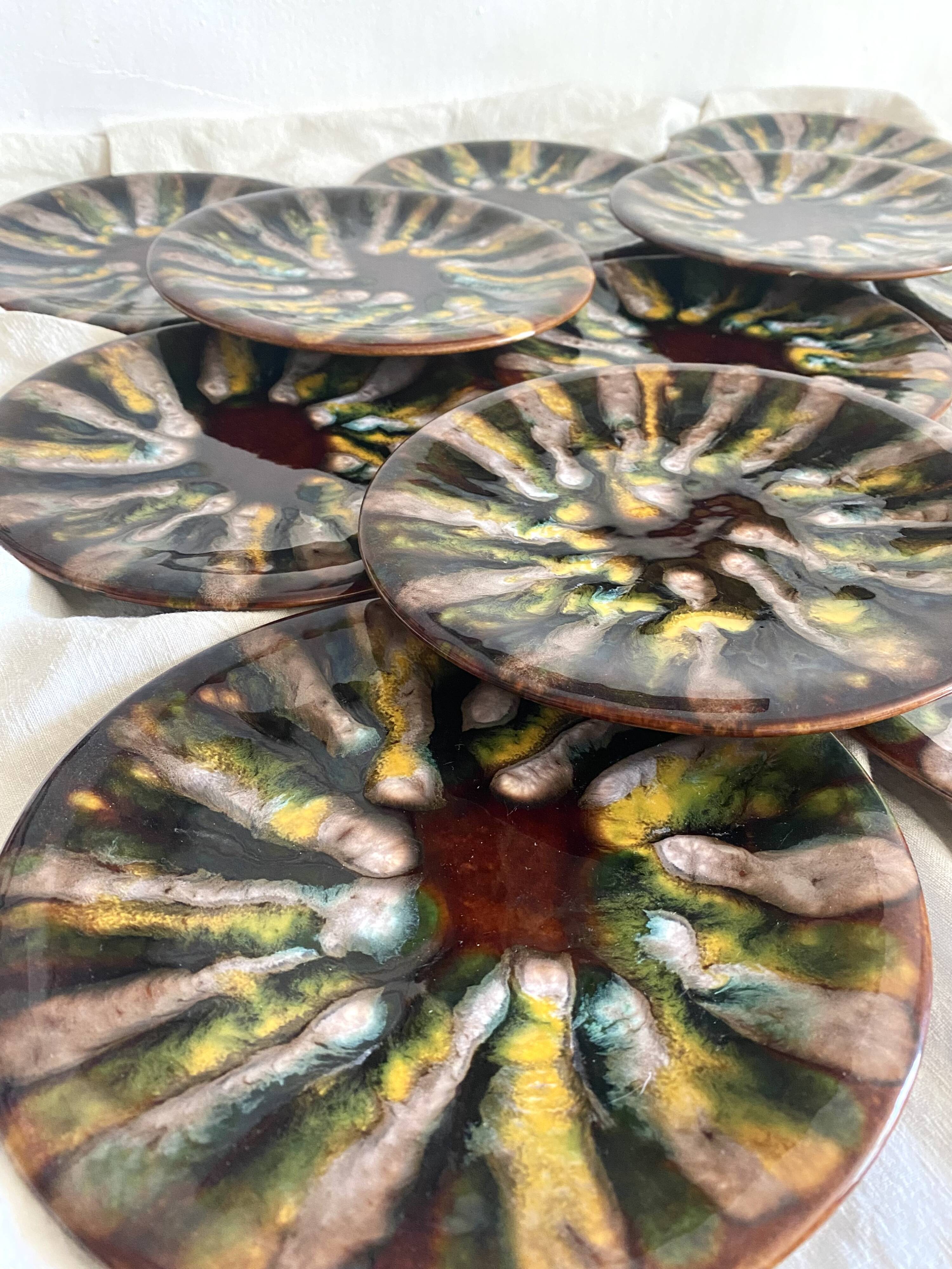 Saint Jean de Bretagne earthenware dessert plates