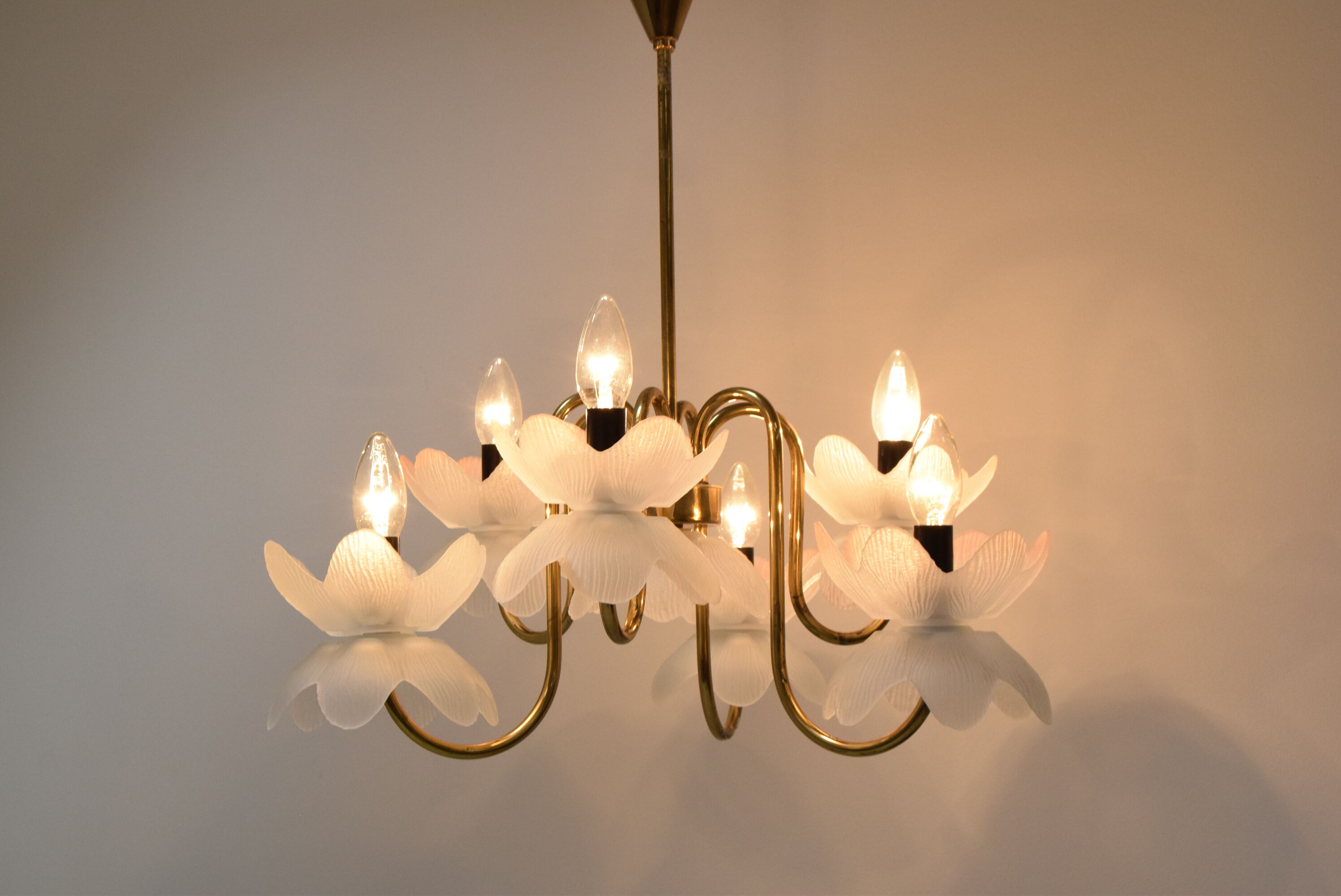Mid-century Glass Chandelier,1970's.