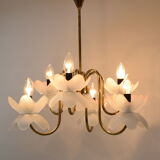 Mid-century Glass Chandelier,1970's.