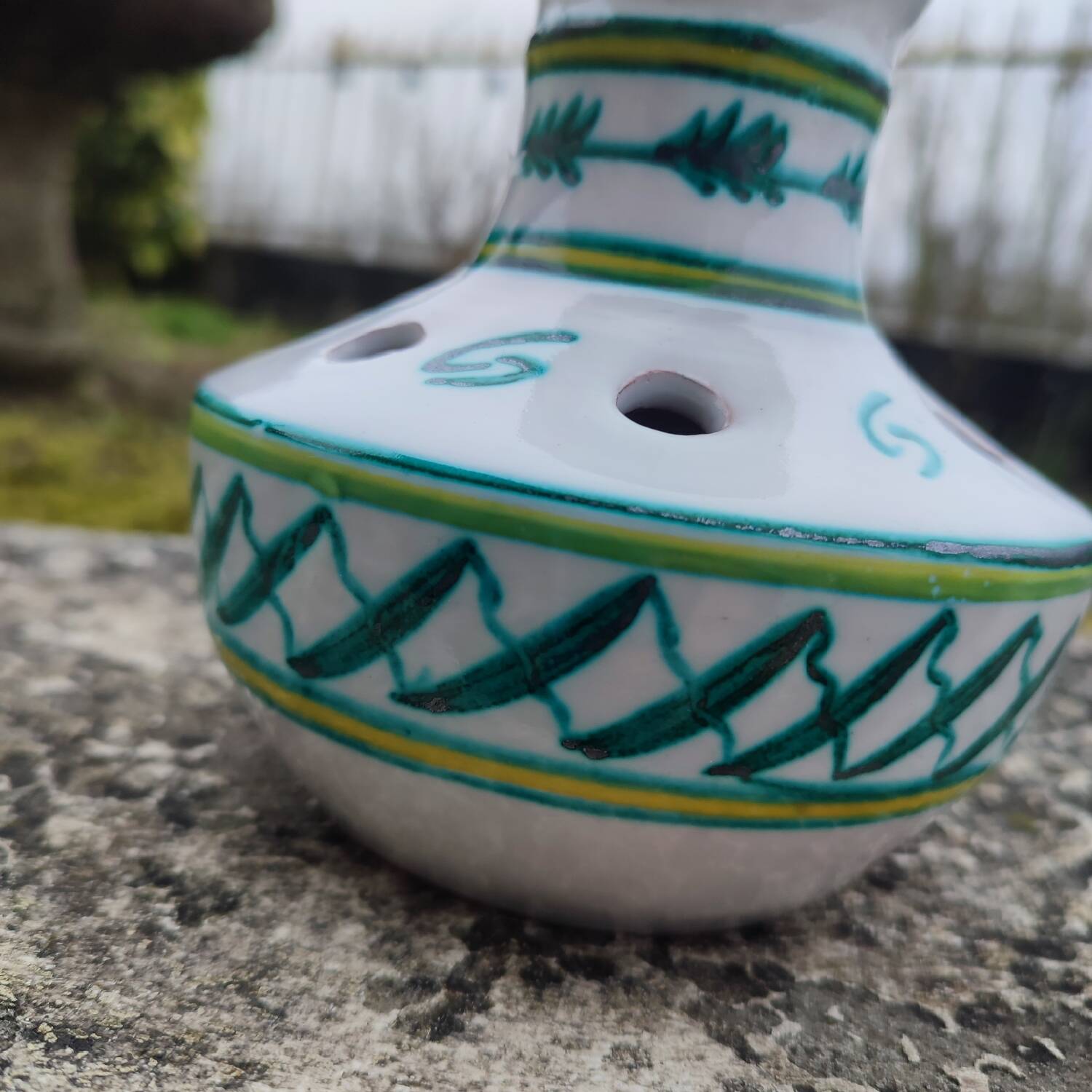 Bouquetière, flower vase in Spanish enamelled ceramic