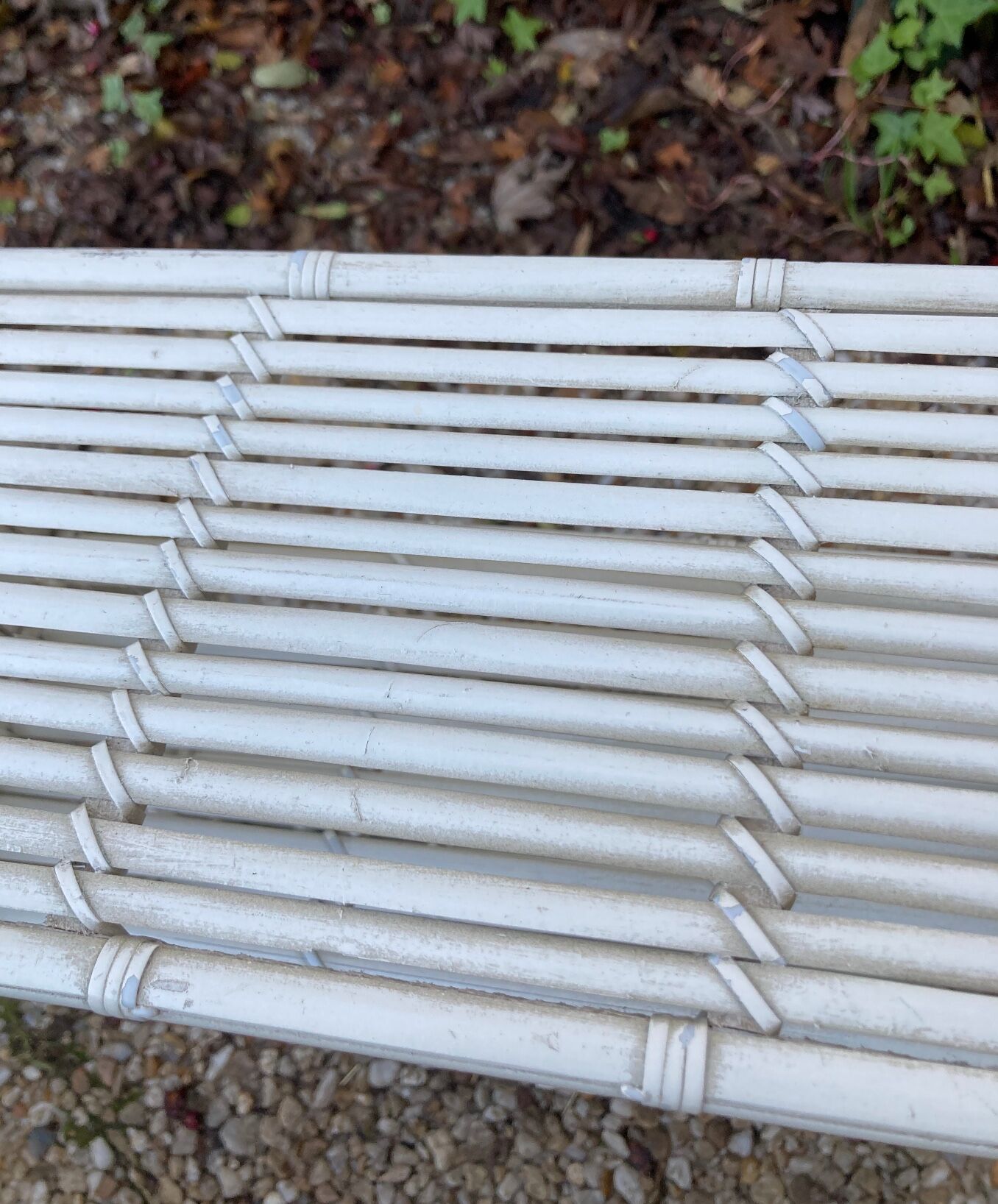 Vintage white rattan wall shelf