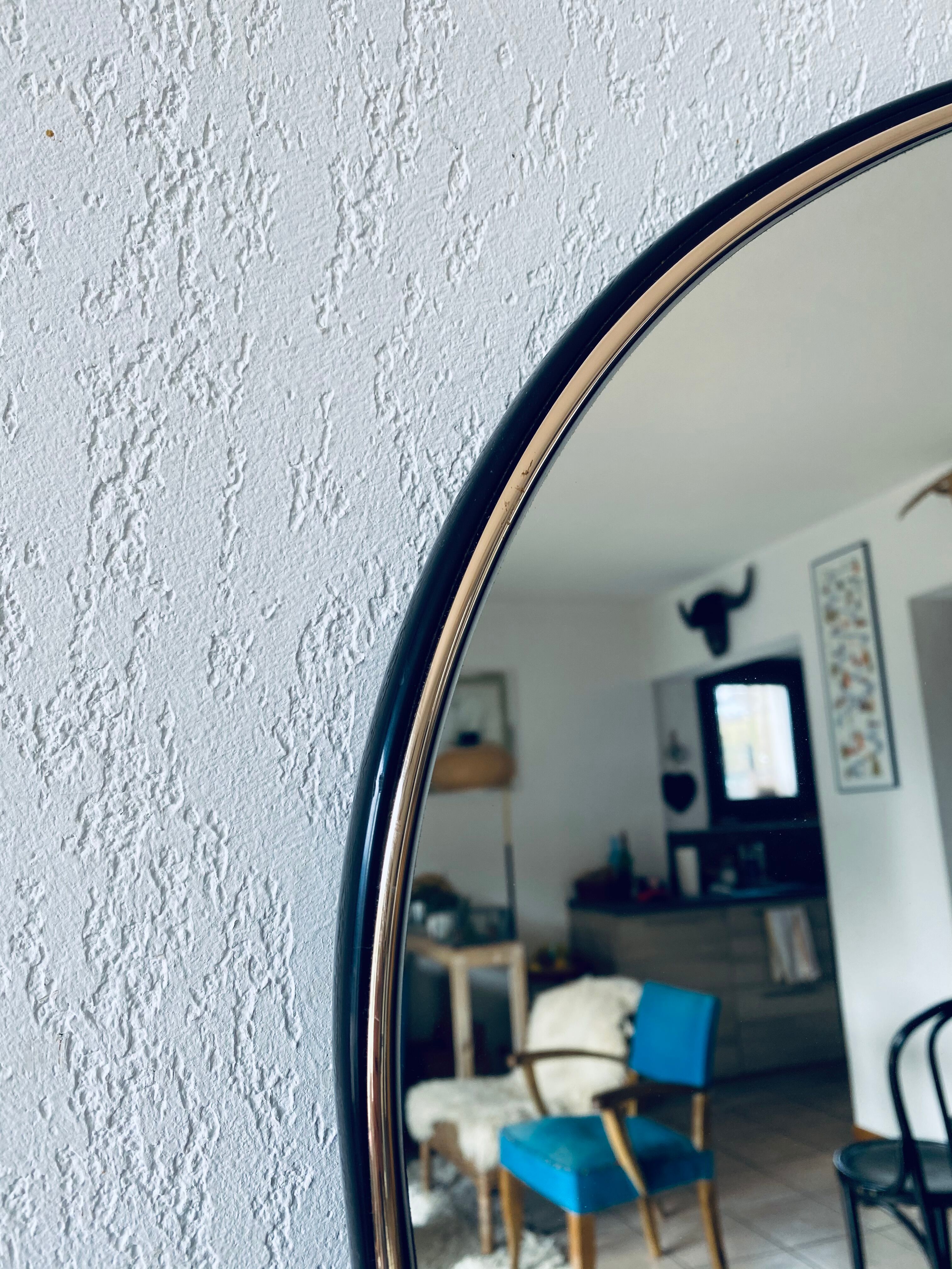 Black and gold art deco mirror - 81x69cm