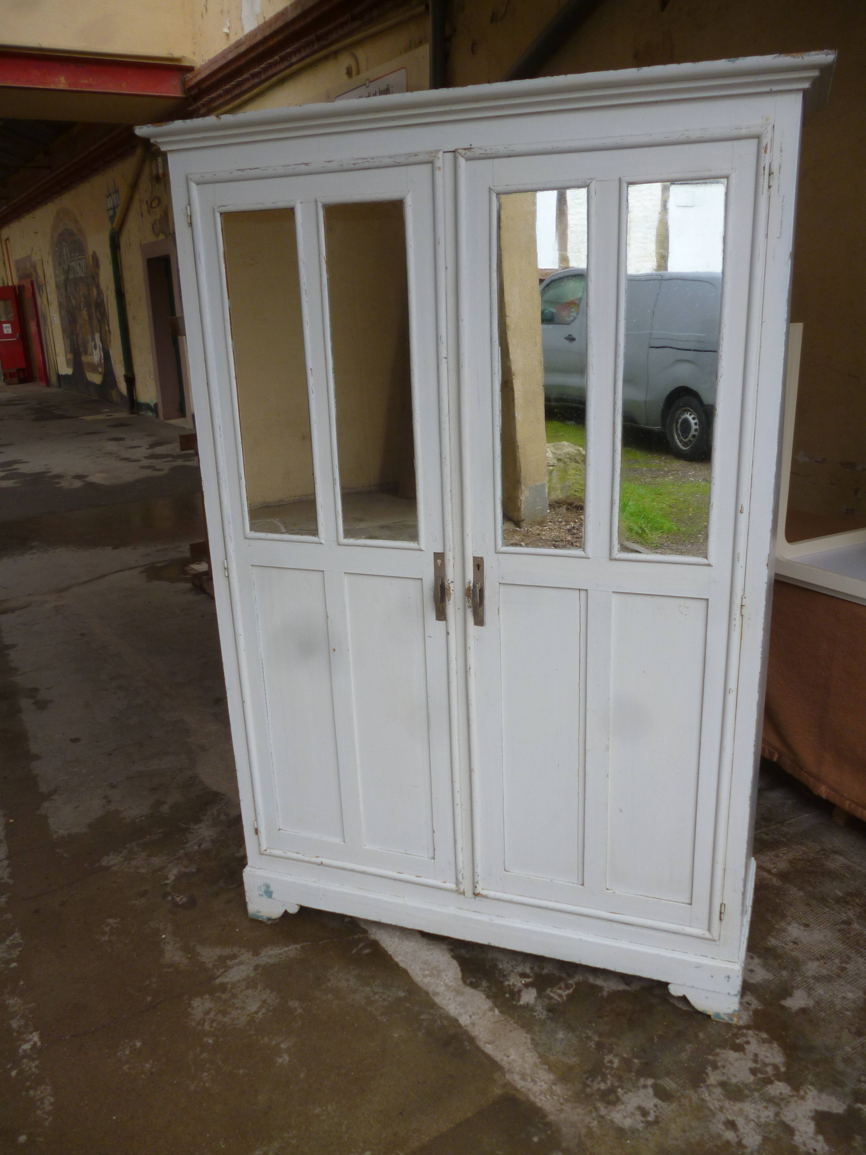 Old white patina workshop cabinet