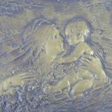 Art nouveau bronze sculpture bas-relief wall panel portrait of mother and child Italy early 20th X7