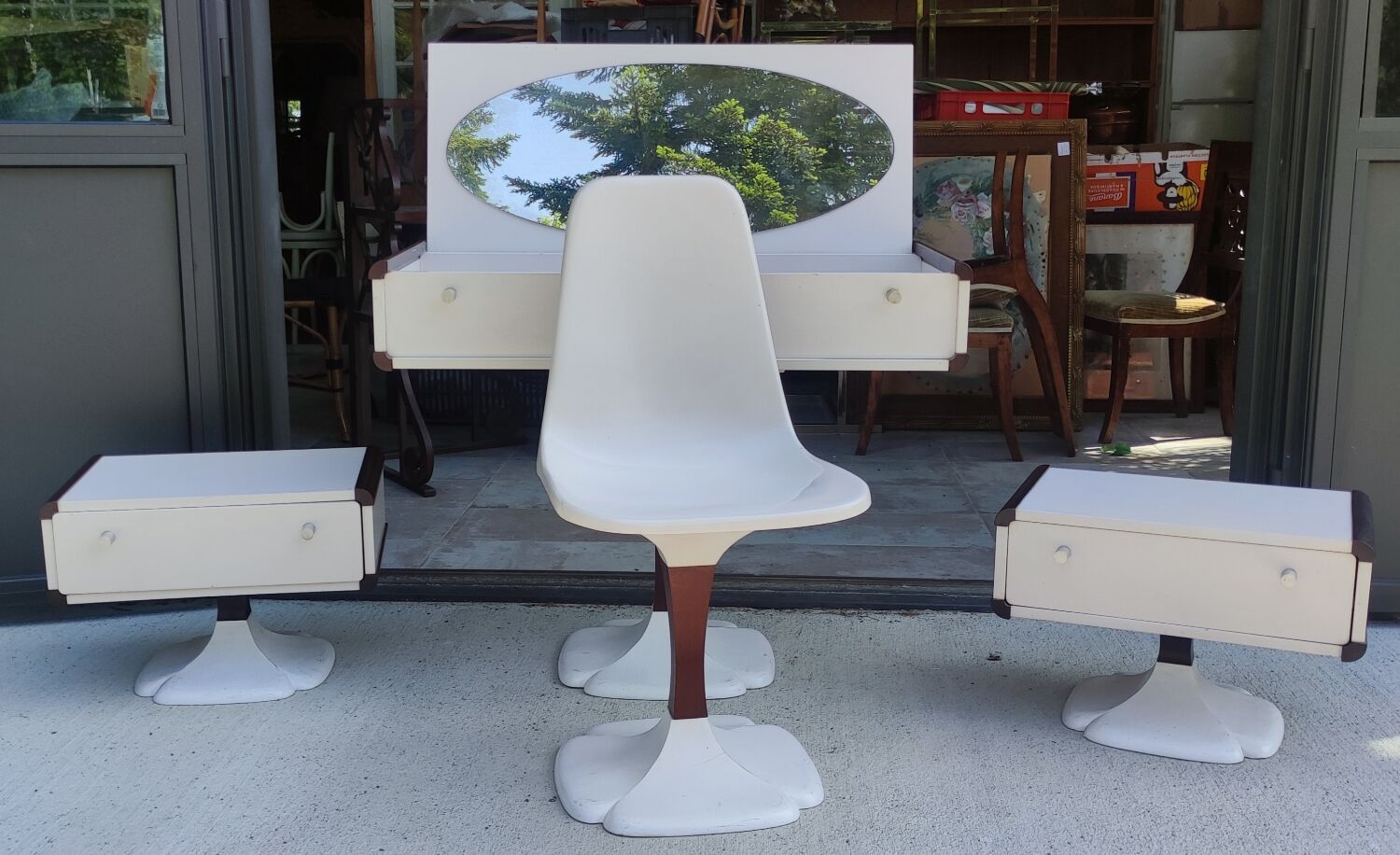 Dressing table, chair, 2 design bedside tables