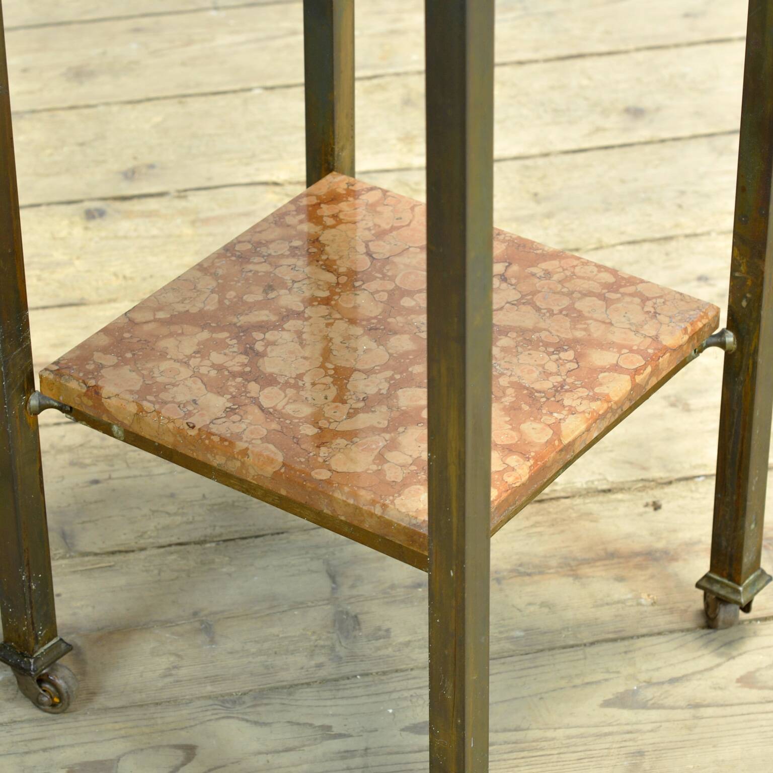French marble and brass side table, circa 1920