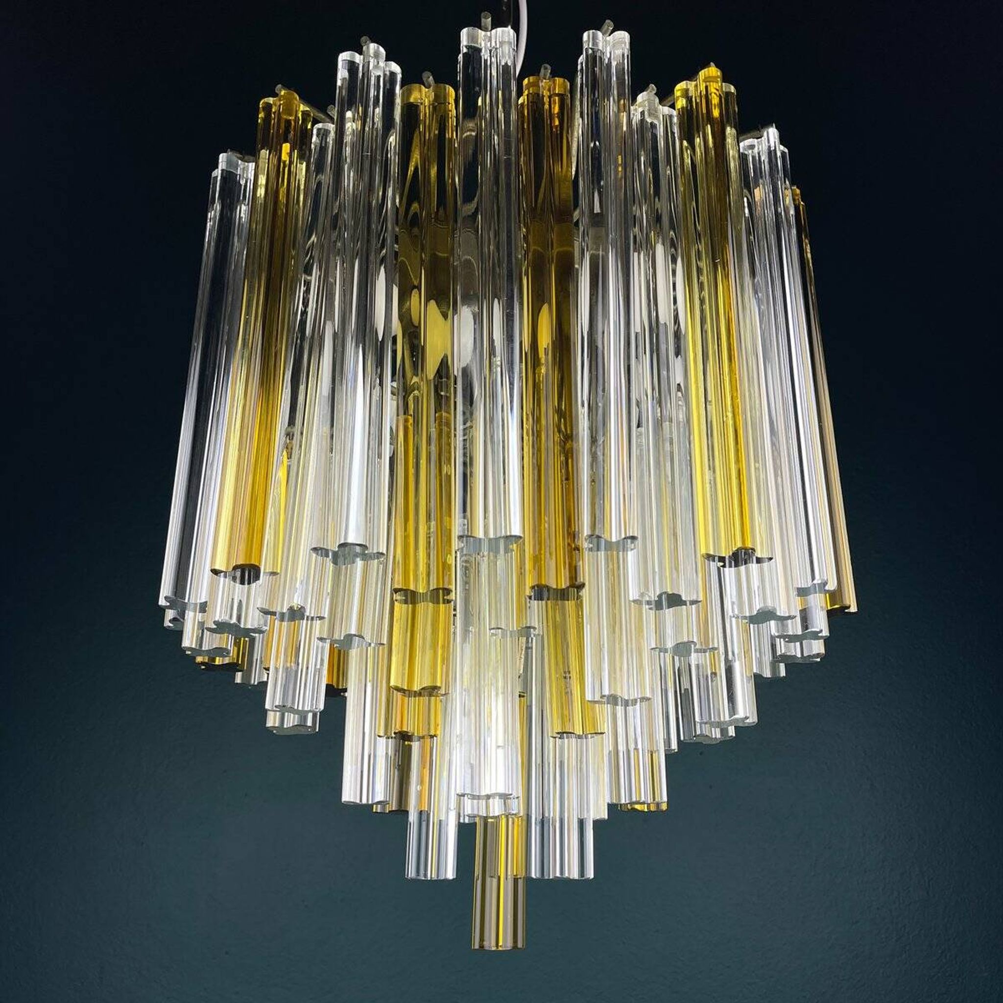 Crystal prism chandelier in Murano glass by Venini, 1970s.