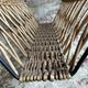Rattan magazine rack, vintage from the 1960s.