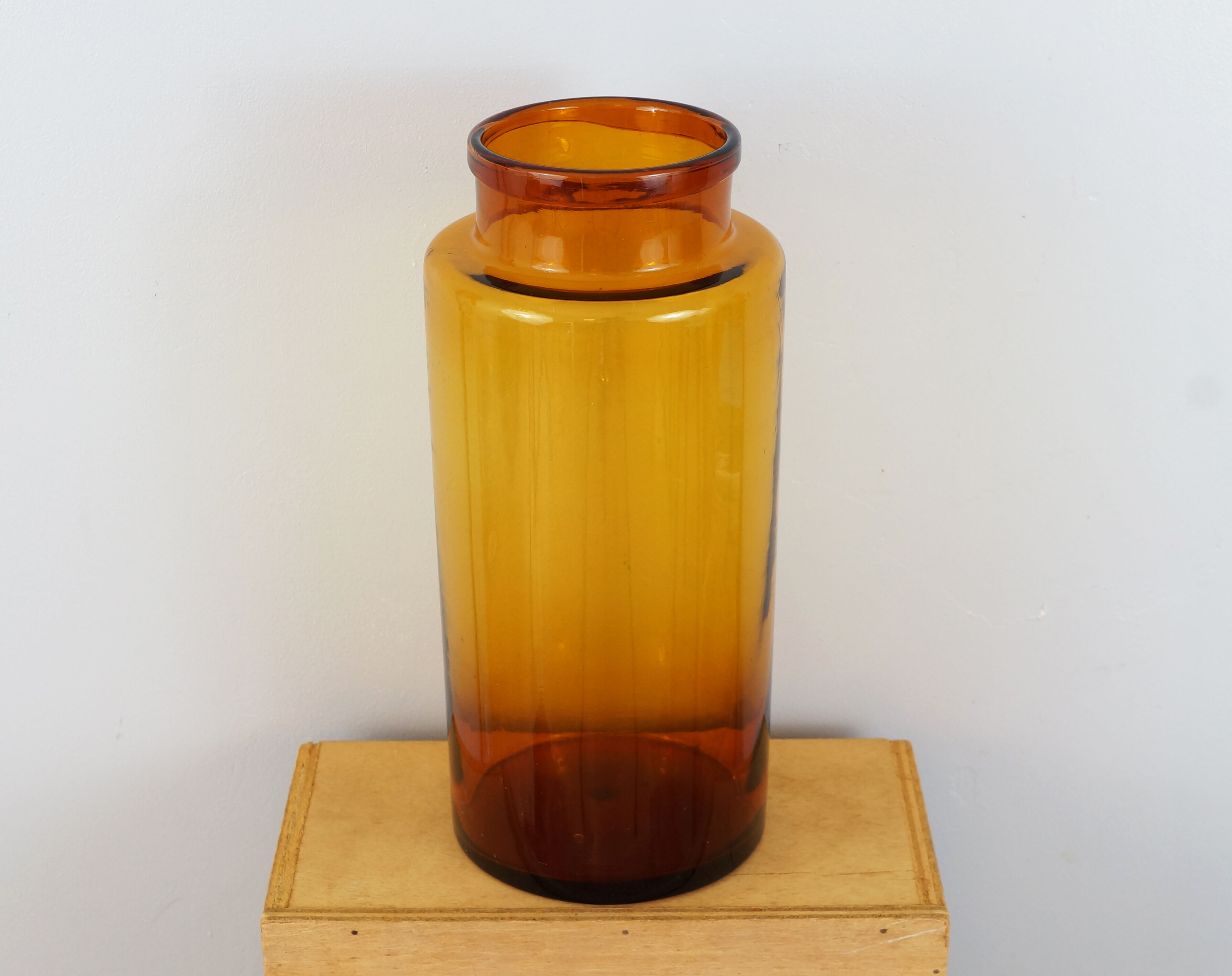Old brown blown glass jar