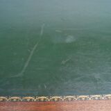 Mahogany coffee table, green leather, bronze Empire style