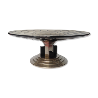 Modern art deco rosewood chrome metal cut
