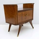Pair of Art Deco Italian Briar Walnut Bedside Tables, 1930s