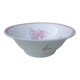 Salad bowl with pink decoration in iron earth