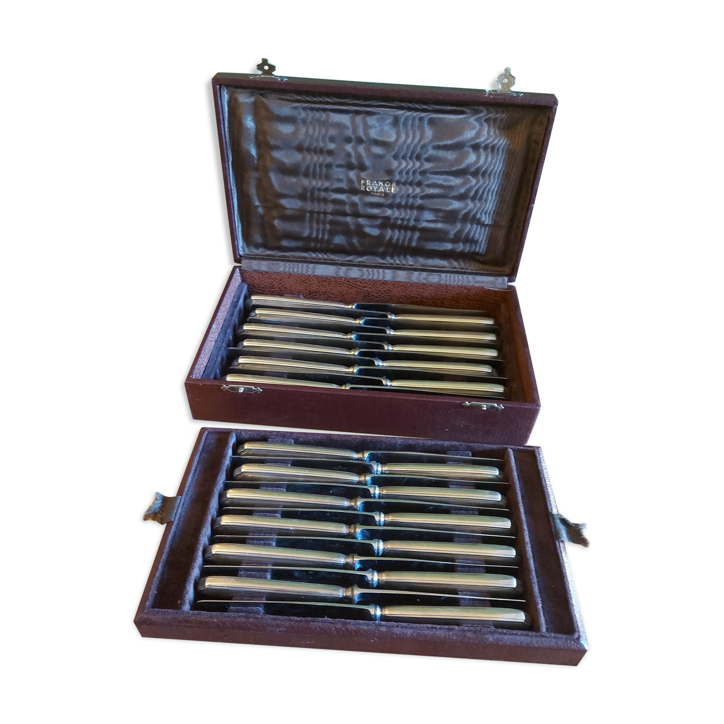 Box 24 silver metal knives, Ravinet Denfert