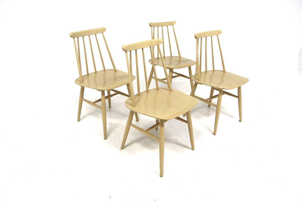 Set de 4 chaises "Fanett" en teck par Ilmari Tapiovaara, Suède, 1960