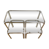Table basse et tables d’appoint, chrome et verre fumé