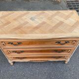 Bibus Louis XV chest of drawers renovated in raw solid wood and marquetry