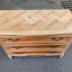Bibus Louis XV commode renovated in raw solid wood and marquetry.