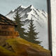 Carved and painted wooden Alpine panel signed 18 / 26 cm