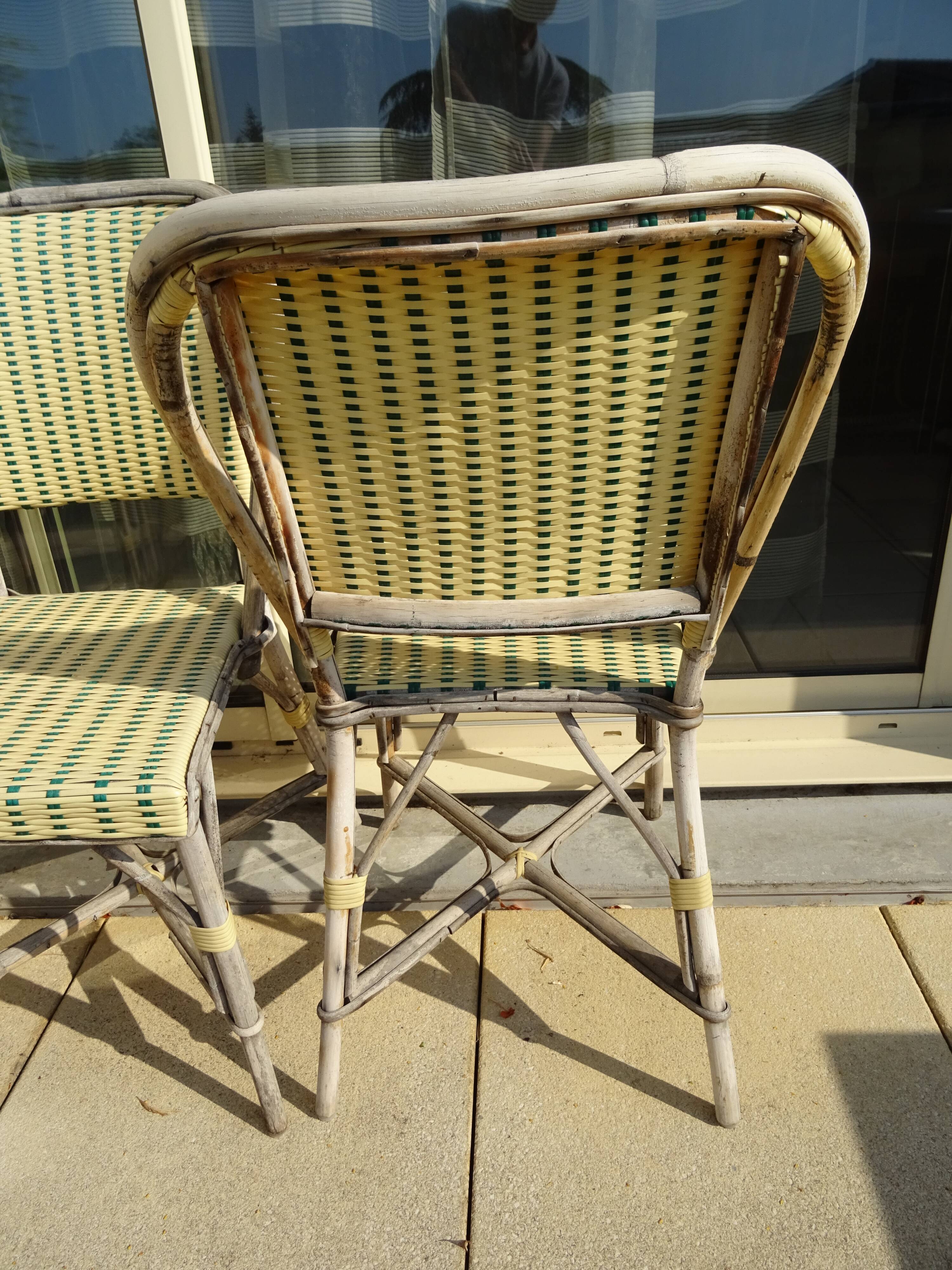 4 vintage bistrot de Paris rattan chairs