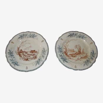 2 assiettes faience Choisy le Roi Louis XIII