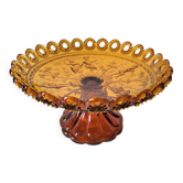Piédouche Georges Sand verre pressé ambré, Portieux, fin 19ème