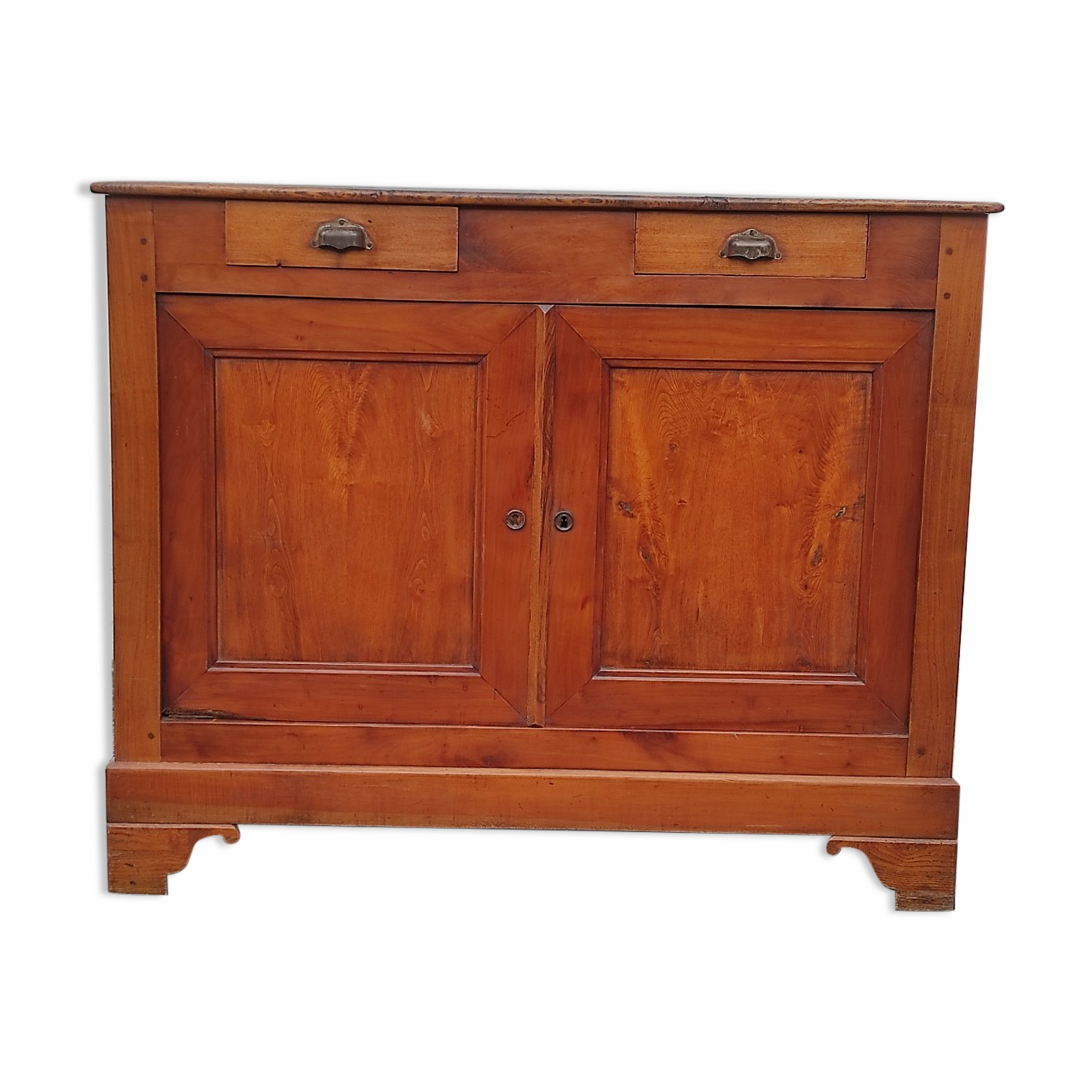 Old Parisian buffet in rustic oak 2 drawers 2 doors vintage country storage unit