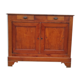 Old Parisian sideboard in rustic oak 2 drawers 2 doors vintage country storage cabinet