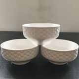 Set of 3 white slip bowls