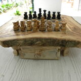 Olive wood chess board handmade chess games Tunisia natural rough edge