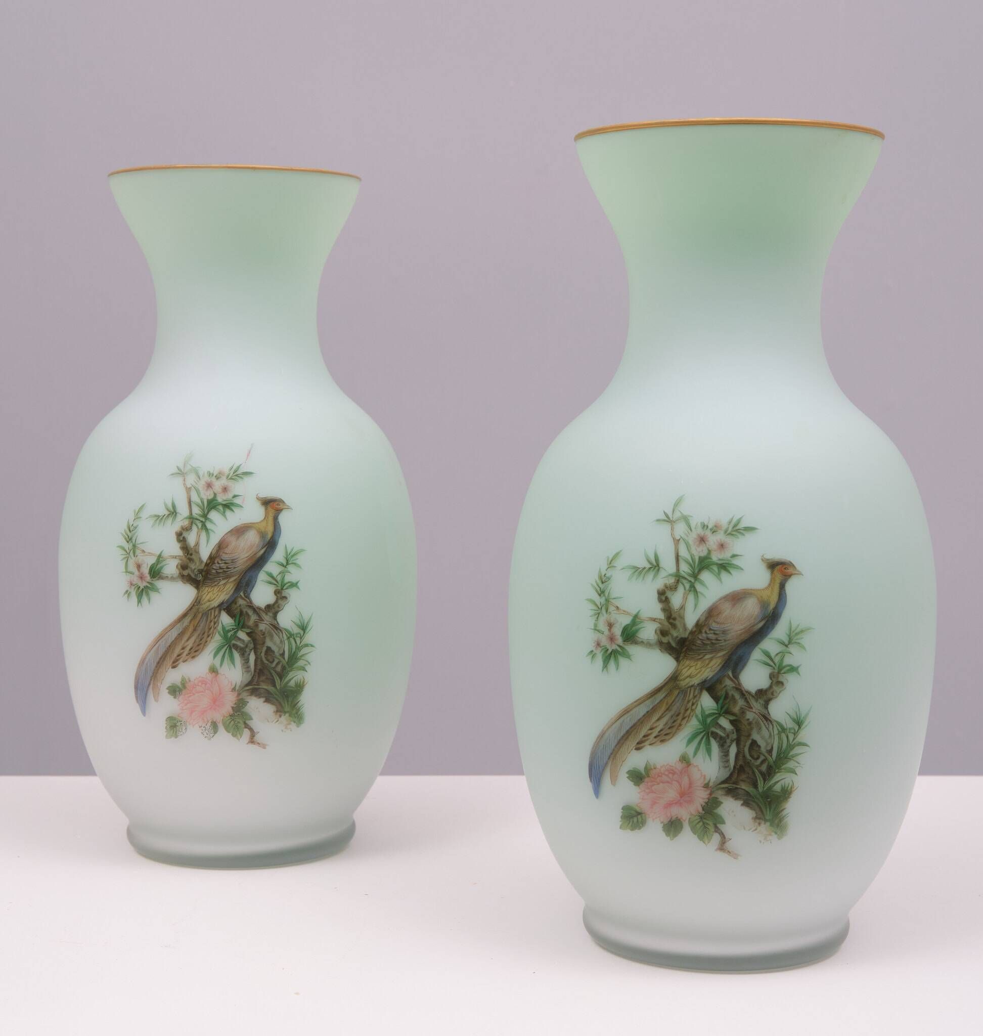 Norleans - Made in Italy - Opaline Glass Hand Painted Vases