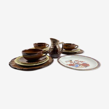 Service to the depareille - earthenware, stoneware and porcelain - 3 cutlery -14 pieces