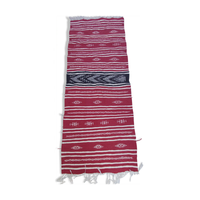 Tapis rouge et noir fait main traditionnel 170x60cm