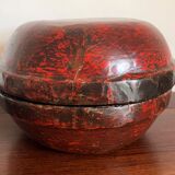 Round Chinese box lacquered red