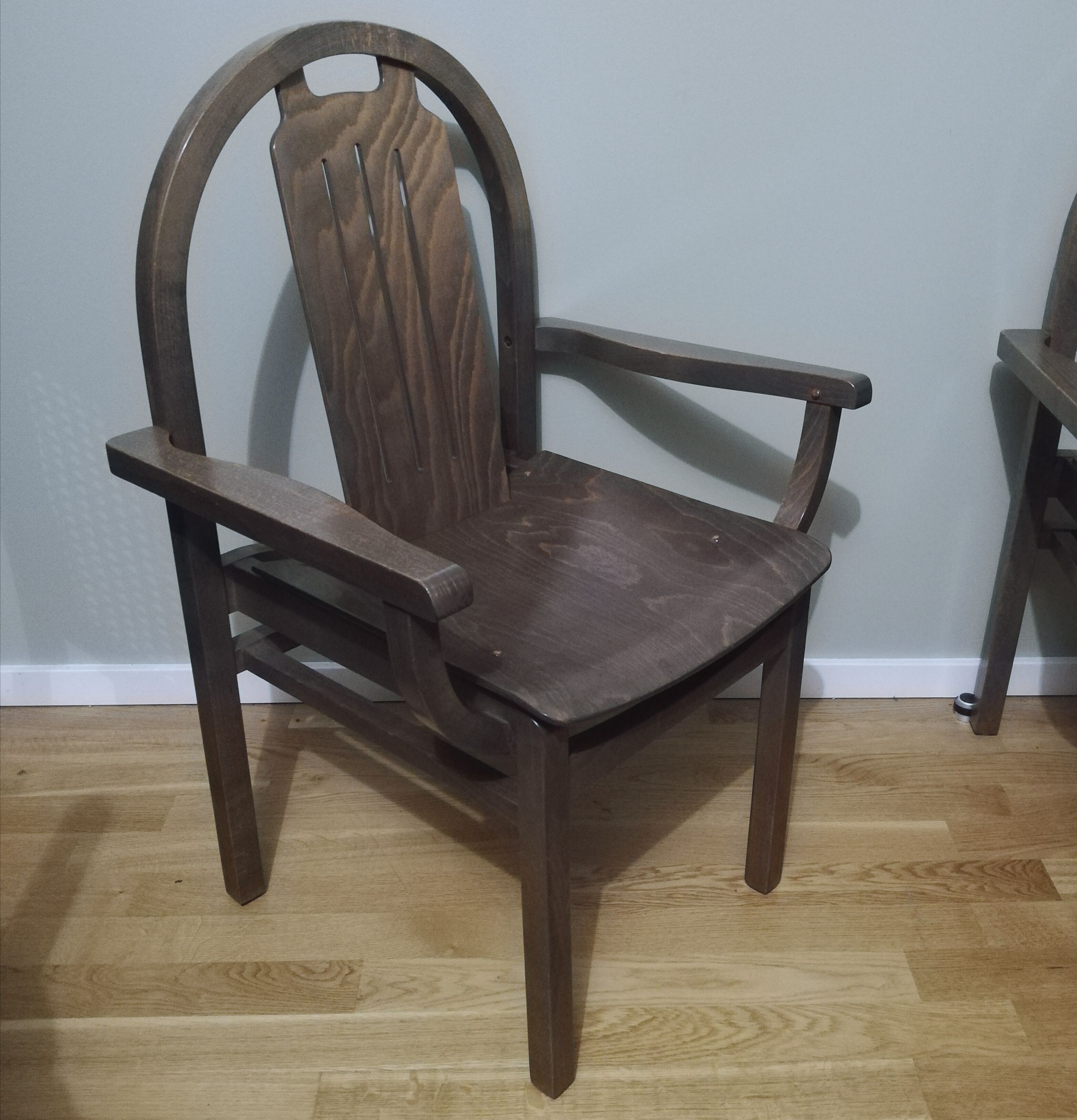 Pair of Baumann armchairs in stained beech model "Argos"
