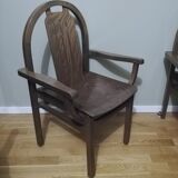 Paire de fauteuils Baumann en hêtre teinté modèle "Argos"